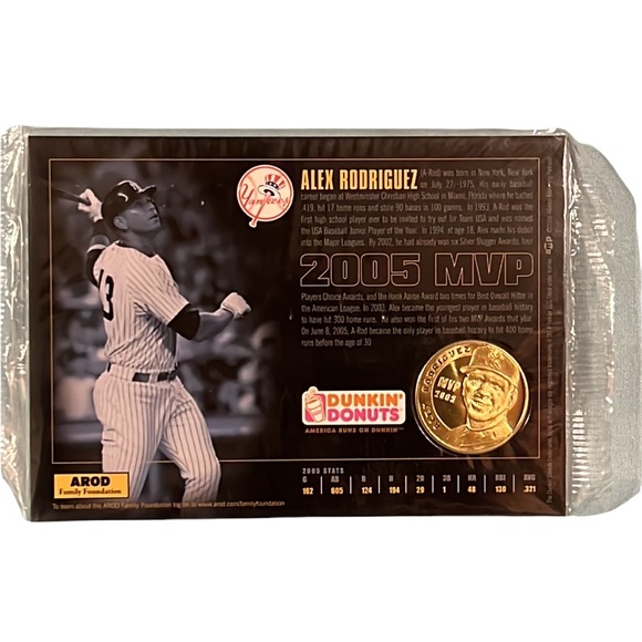 COPY - COPY - ALEX RODRIGUEZ 2005 MVP DUNKIN DONUTS LIMITED EDITION COIN SET ON - Picture 5 of 7